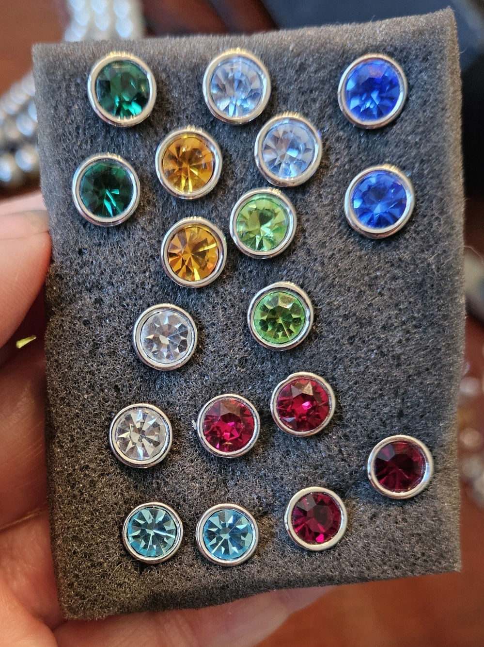 Lia Sophia "Birthday Party" Silver Crystal Stud Earrings
